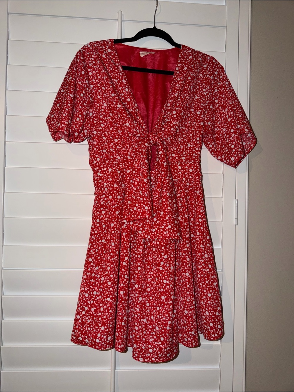 Showpo Red Floral Tie-Front Mini Dress